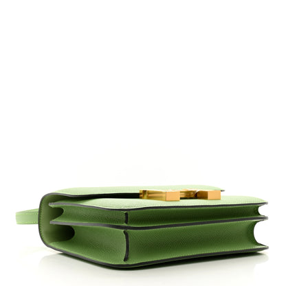 Hermes Epsom Shiny Alligator Lizard Constance 18 Vert Criquet Cactus Beige Sable Ombre 5 of 12