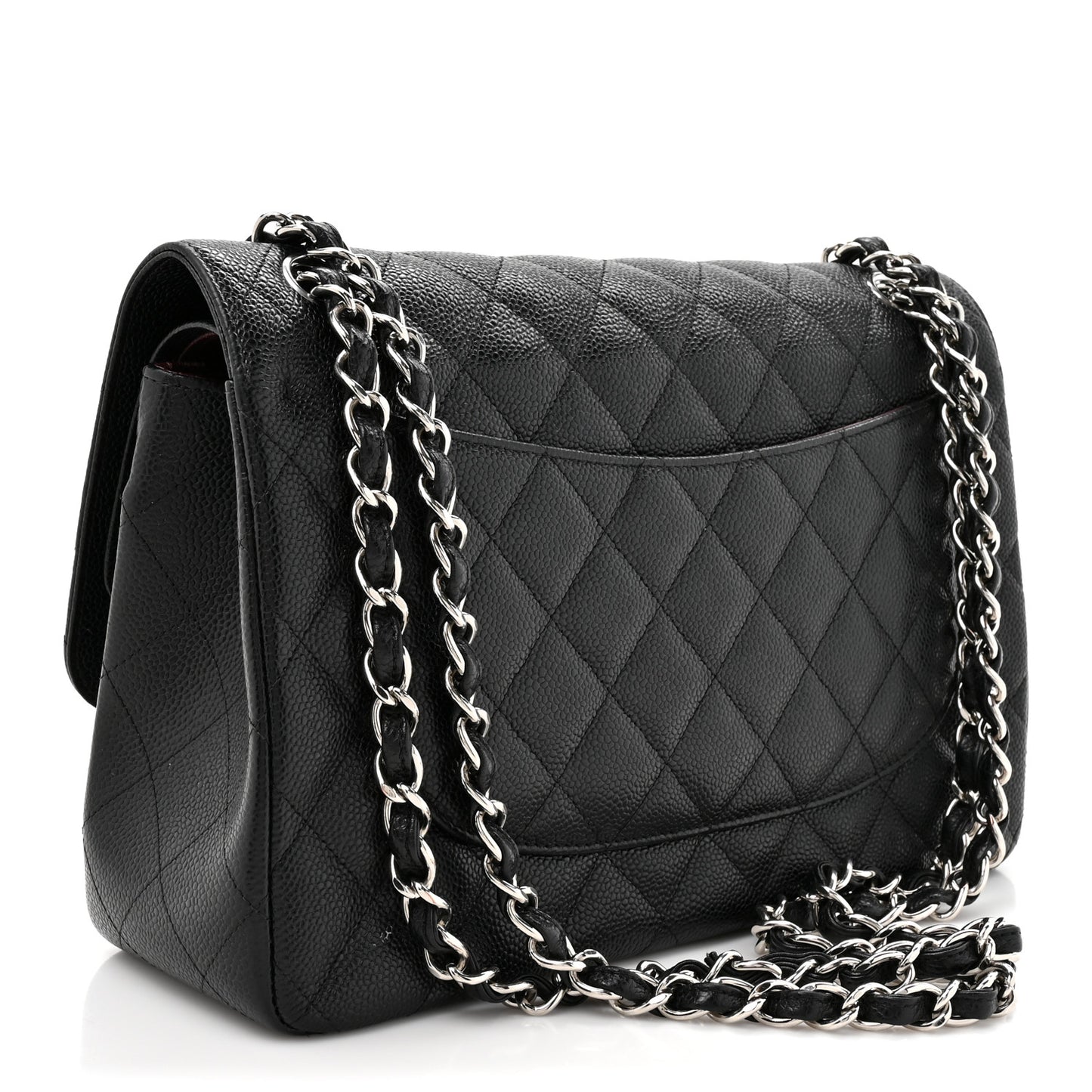 Caviar Quilted Jumbo Double Flap Black