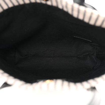 Saint Laurent Canvas Striped Toy Shopping Tote Grey Black 5 of 12
