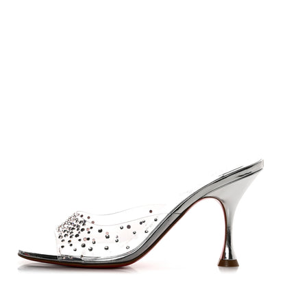 Christian Louboutin PVC Crystal Degramule Strass 85 38 Mules Silver 1 of 8