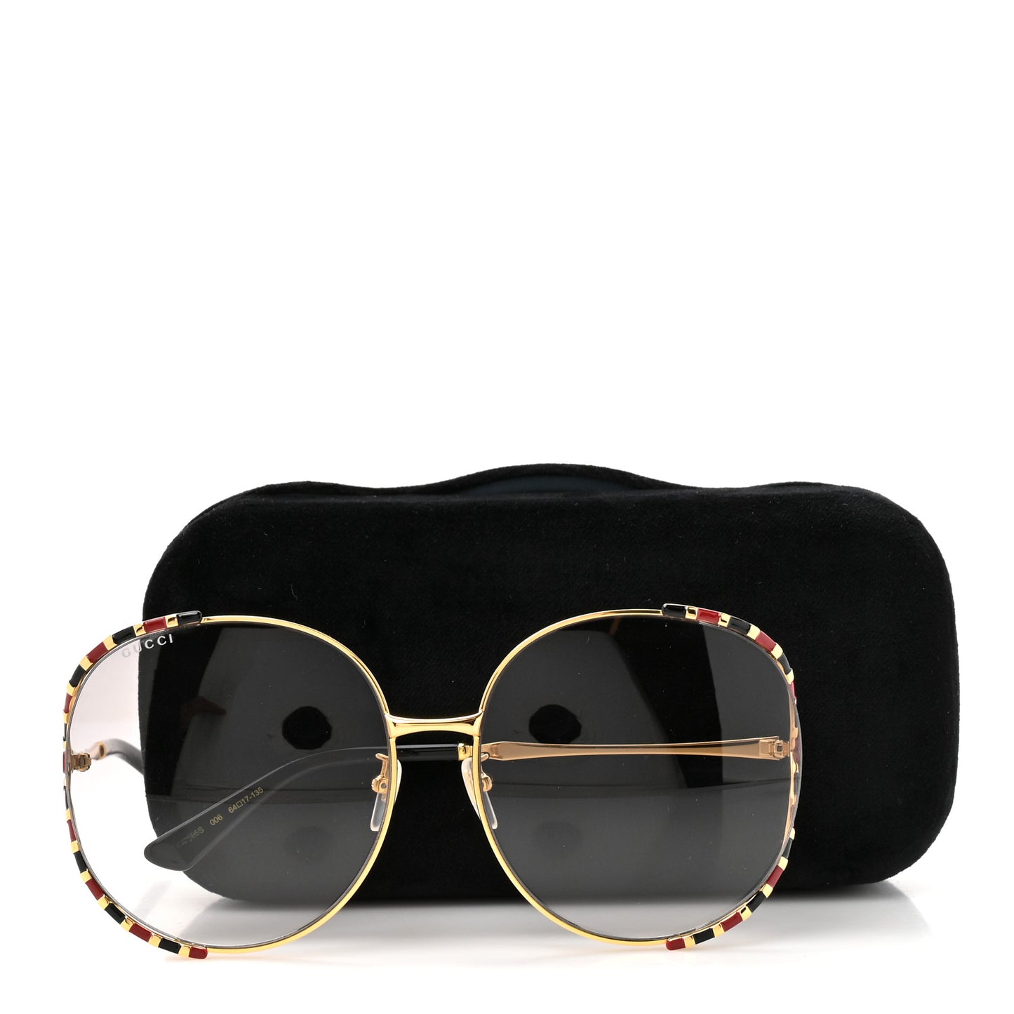 Metal Round Frame GG0595S Sunglasses Gold Black Red