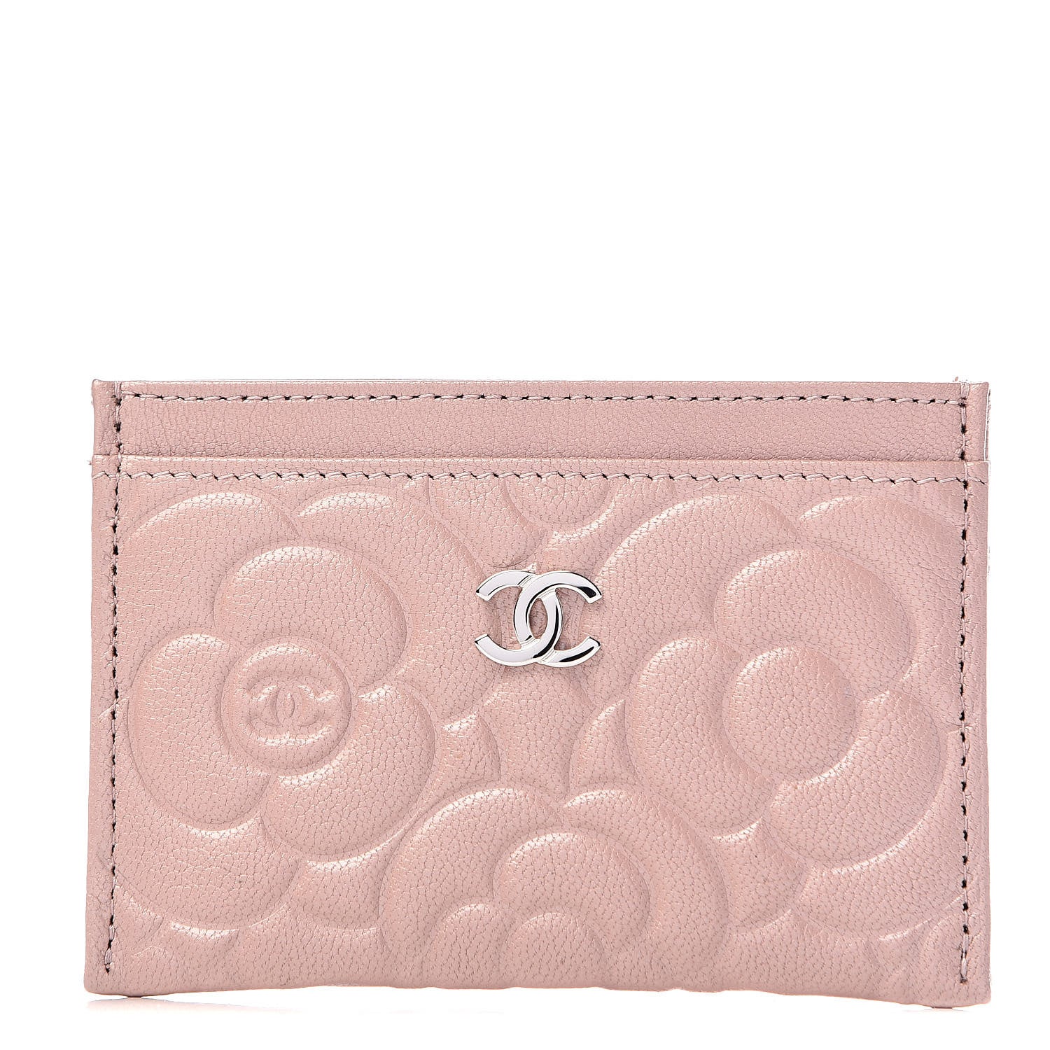 Chanel Goatskin Camellia Embossed Card Holder Light Pink 1 of 9