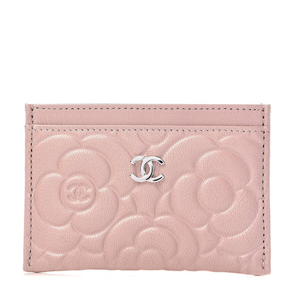 Chanel Goatskin Camellia Embossed Card Holder Light Pink 1 of 9
