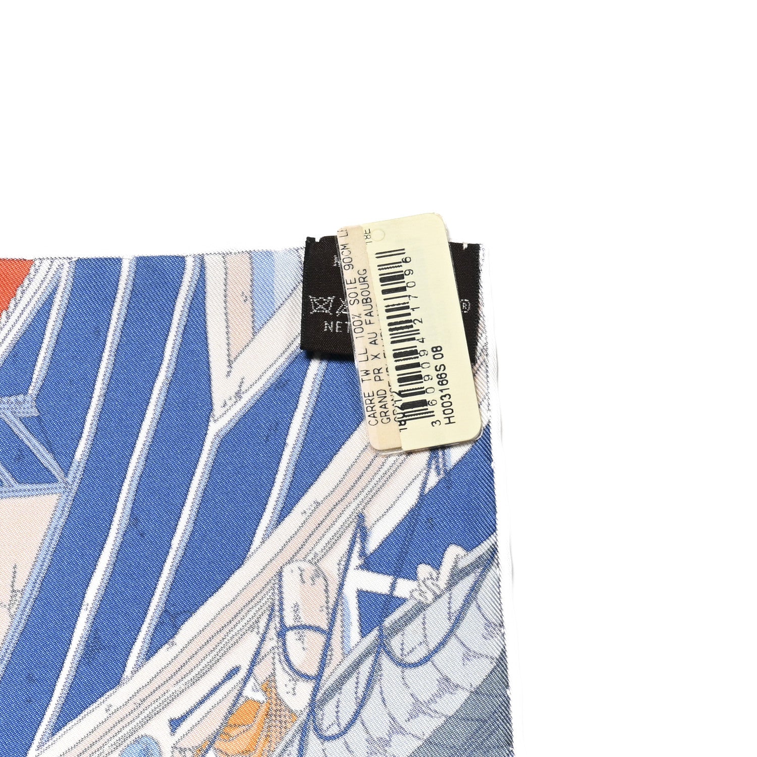 Hermes Silk Le Grand Prix du Faubourg Scarf 90 Orange Bleu White 3 of 5