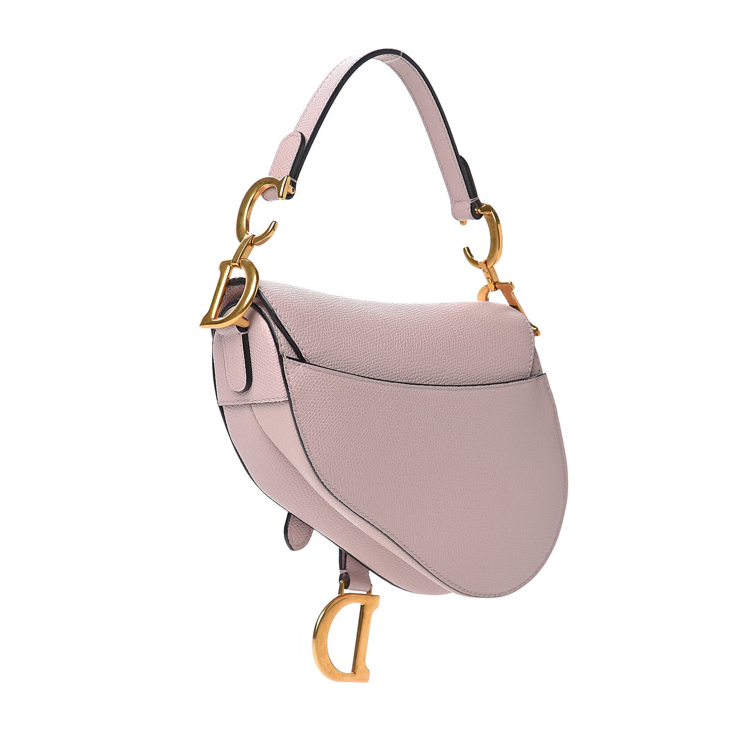 Grained Calfskin Mini Saddle Bag Light Pink