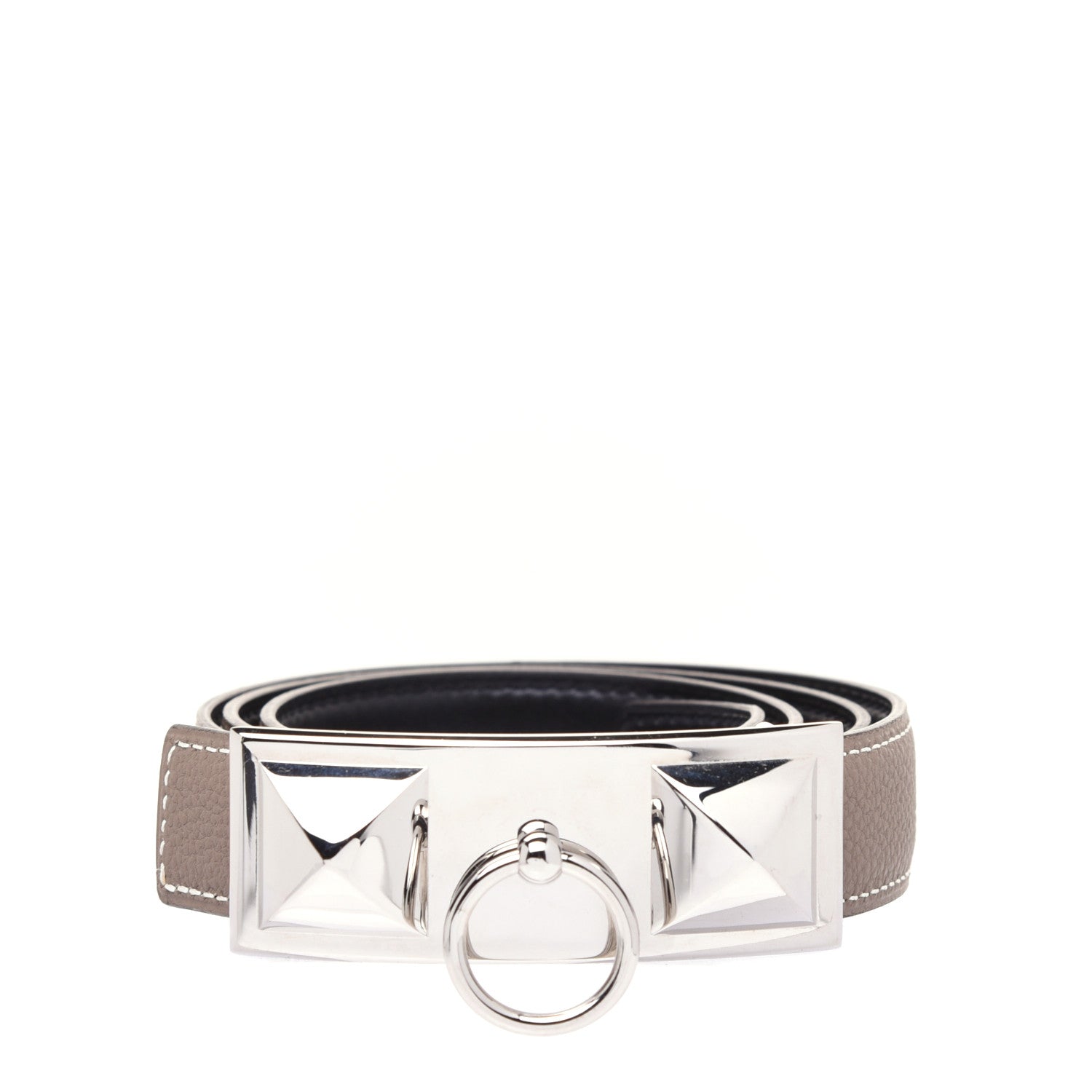 Hermes Togo Box 24mm Sydney Belt 80 Etoupe Black 2 of 9
