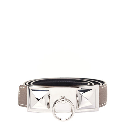 Hermes Togo Box 24mm Sydney Belt 80 Etoupe Black 2 of 9