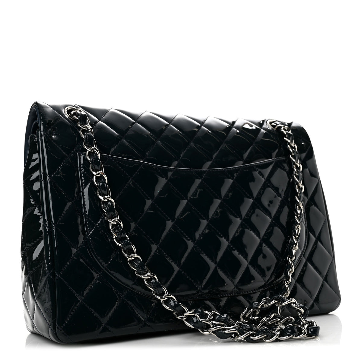 Chanel Patent Quilted Maxi Double Flap Navy Blue 3 of 12
