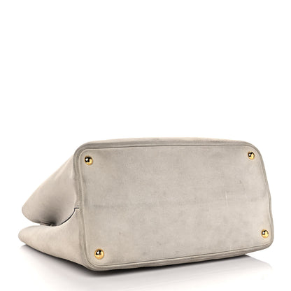 Prada Scamosciato Suede Medium Double Bag Tote Acciaio 4 of 13