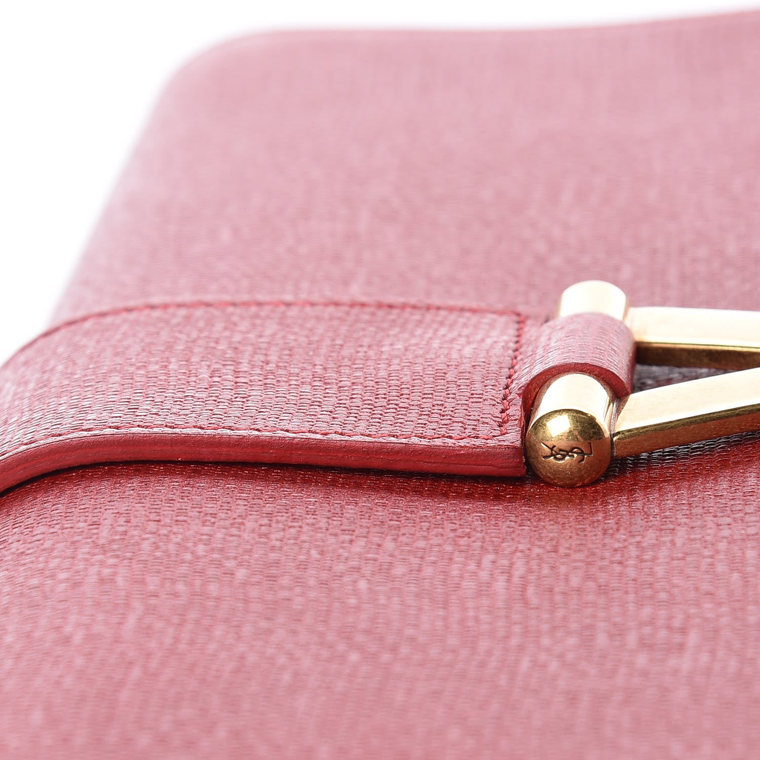 Saint Laurent Textured Calfskin Classic Y Ligne Clutch Red 13 of 19