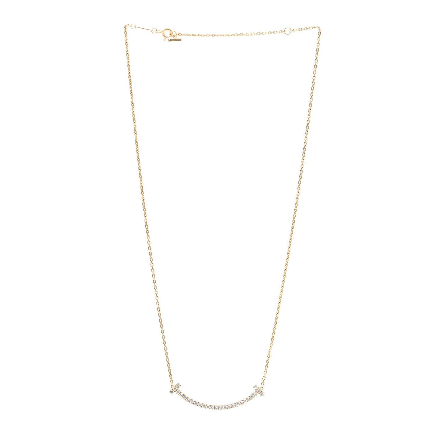 18K Yellow Gold Diamond Medium T Smile Pendant Necklace