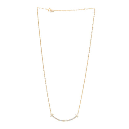 Tiffany 18K Yellow Gold Diamond Medium T Smile Pendant Necklace 3 of 5