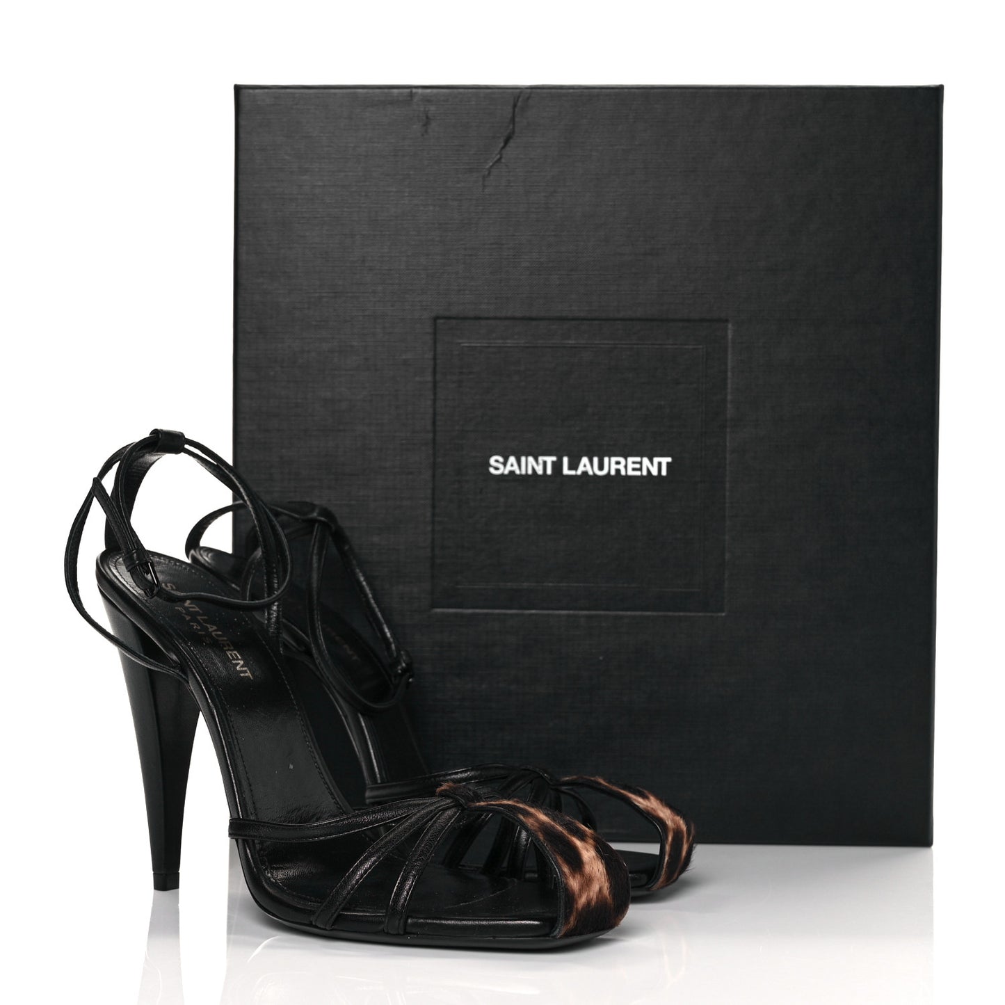Calfskin Pony Samba All Over Sandals 38.5 Manto Naturale Black
