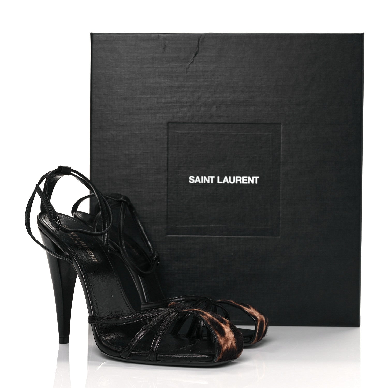Saint Laurent Calfskin Pony Samba All Over Sandals 38.5 Manto Naturale Black 9 of 9