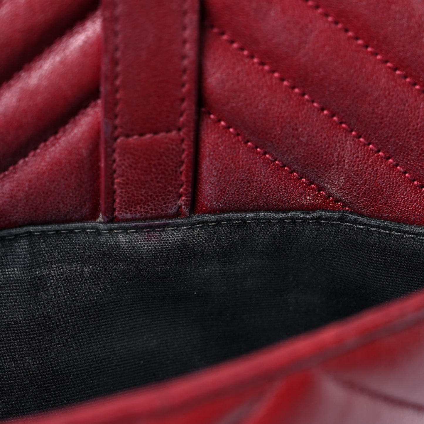 Sheepskin Matelasse Chevron Large College Monogram Satchel Oxblood