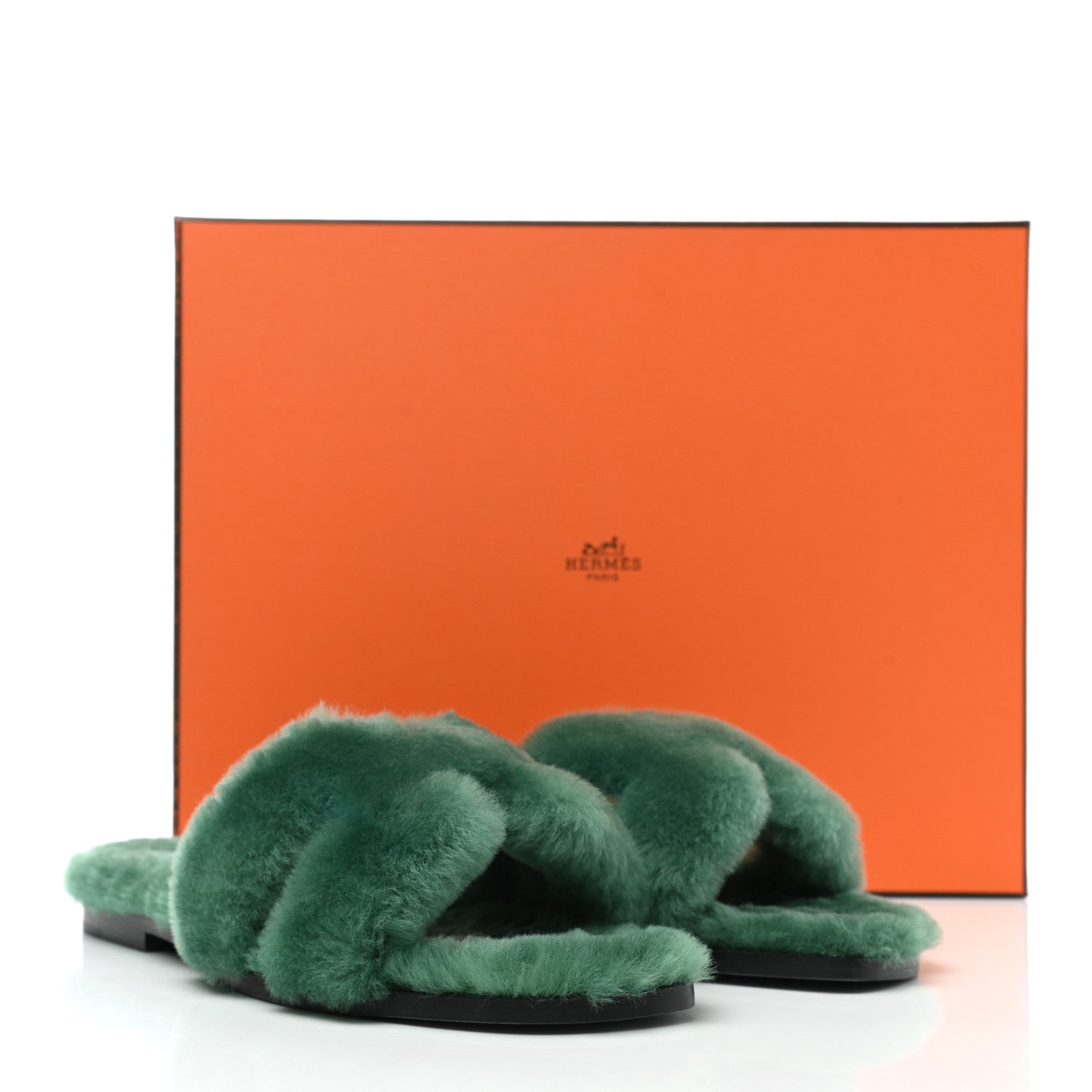 Hermes Woolskin Oran Sandals 36 Vert Anglais 8 of 8