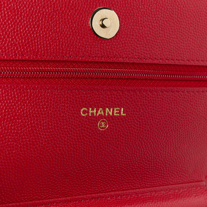 Chanel Caviar Quilted Wallet on Chain WOC Red 6 of 12