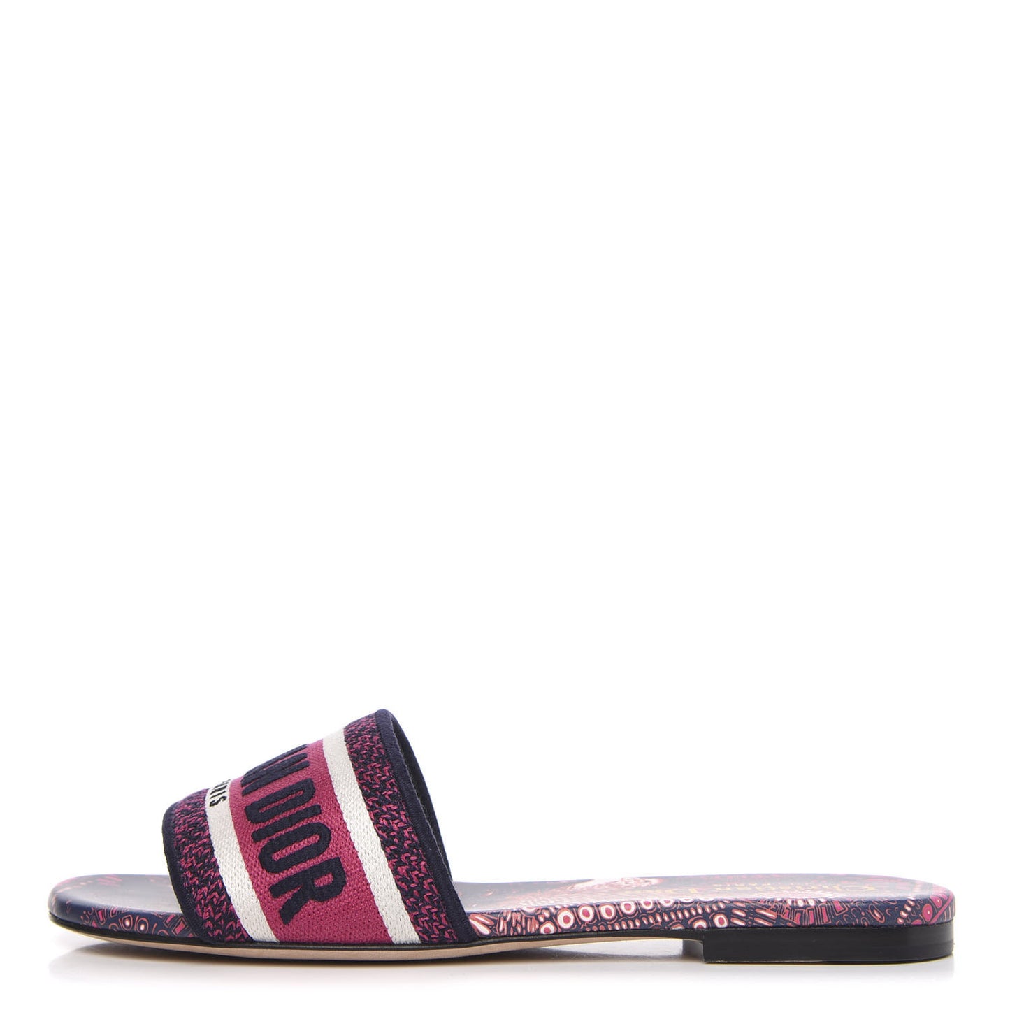 Canvas Embroidered Animals Dway Mules Slide Sandals 36 Deep Blue Fuchsia