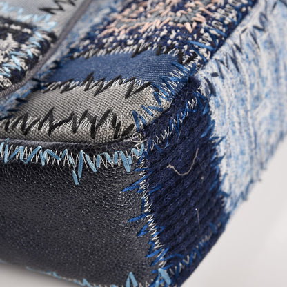 Chanel Denim Tweed Patchwork Jumbo Single Flap Blue 8 of 8