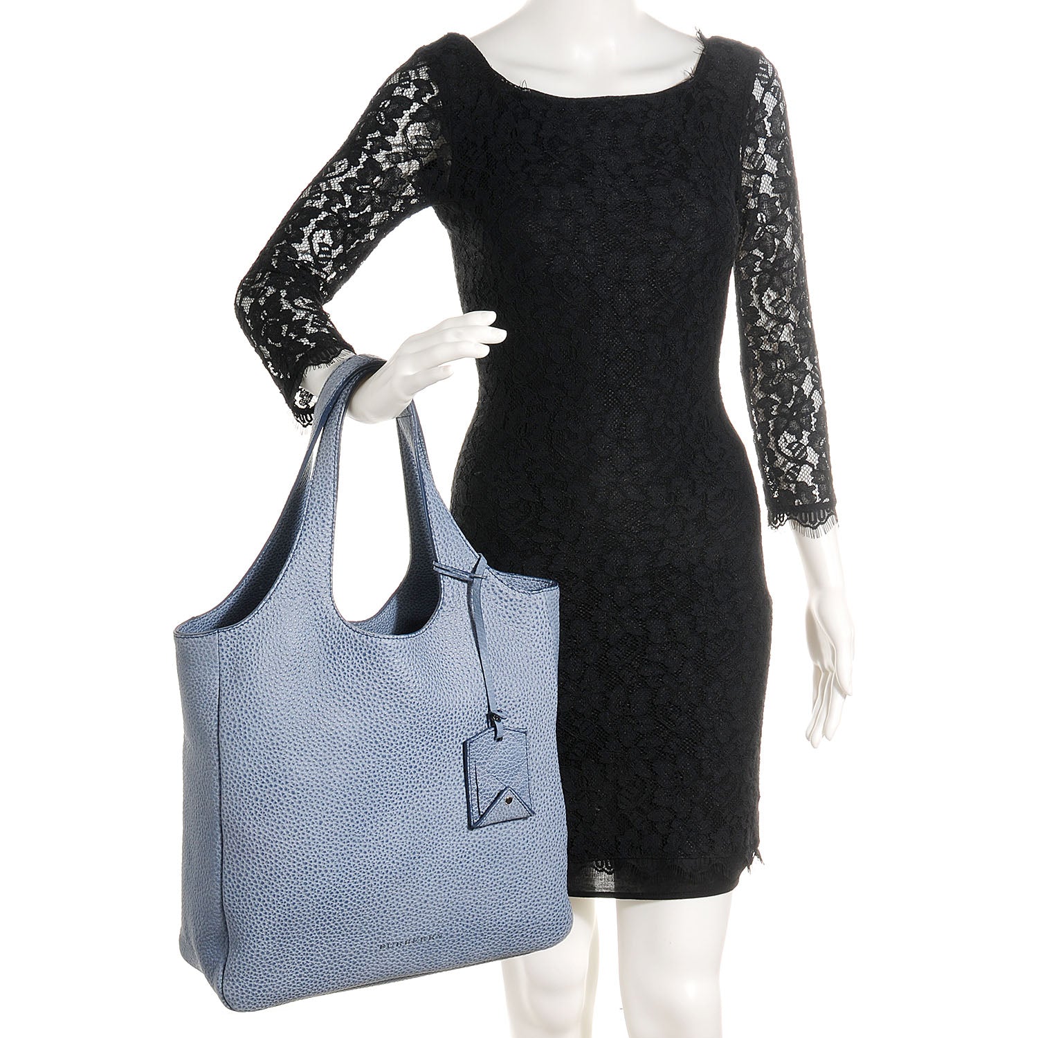 Burberry Grainy Leather Medium Shopper Steel Blue 2 of 11
