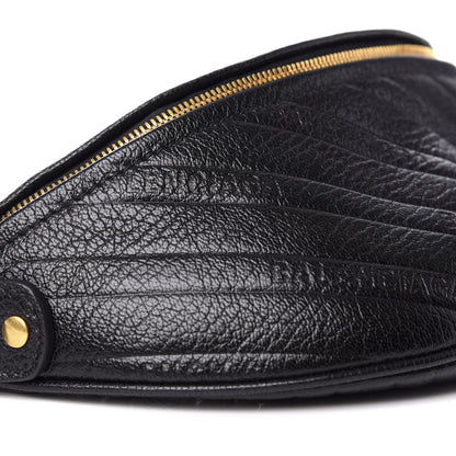 Balenciaga Shiny Goatskin Allover Logo Embossed XXS Souvenir Belt Bag Black 7 of 9