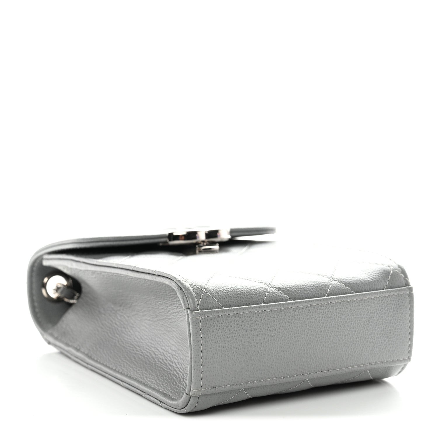 Chanel Grained Calfskin Quilted CC Box Clutch With Chain Grey 4 of 11