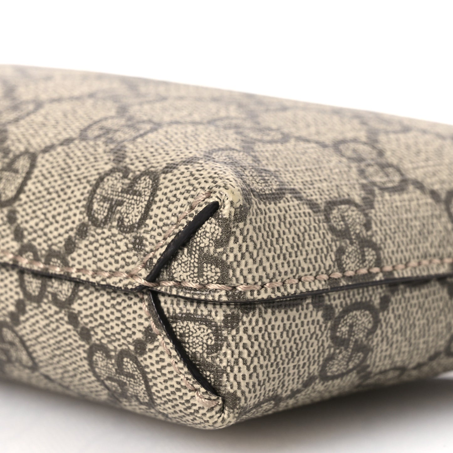 GG Supreme Monogram Azalea Calfskin Small Retro Interlocking G Wristlet Messenger Bag Beige Ebony Brown Sugar