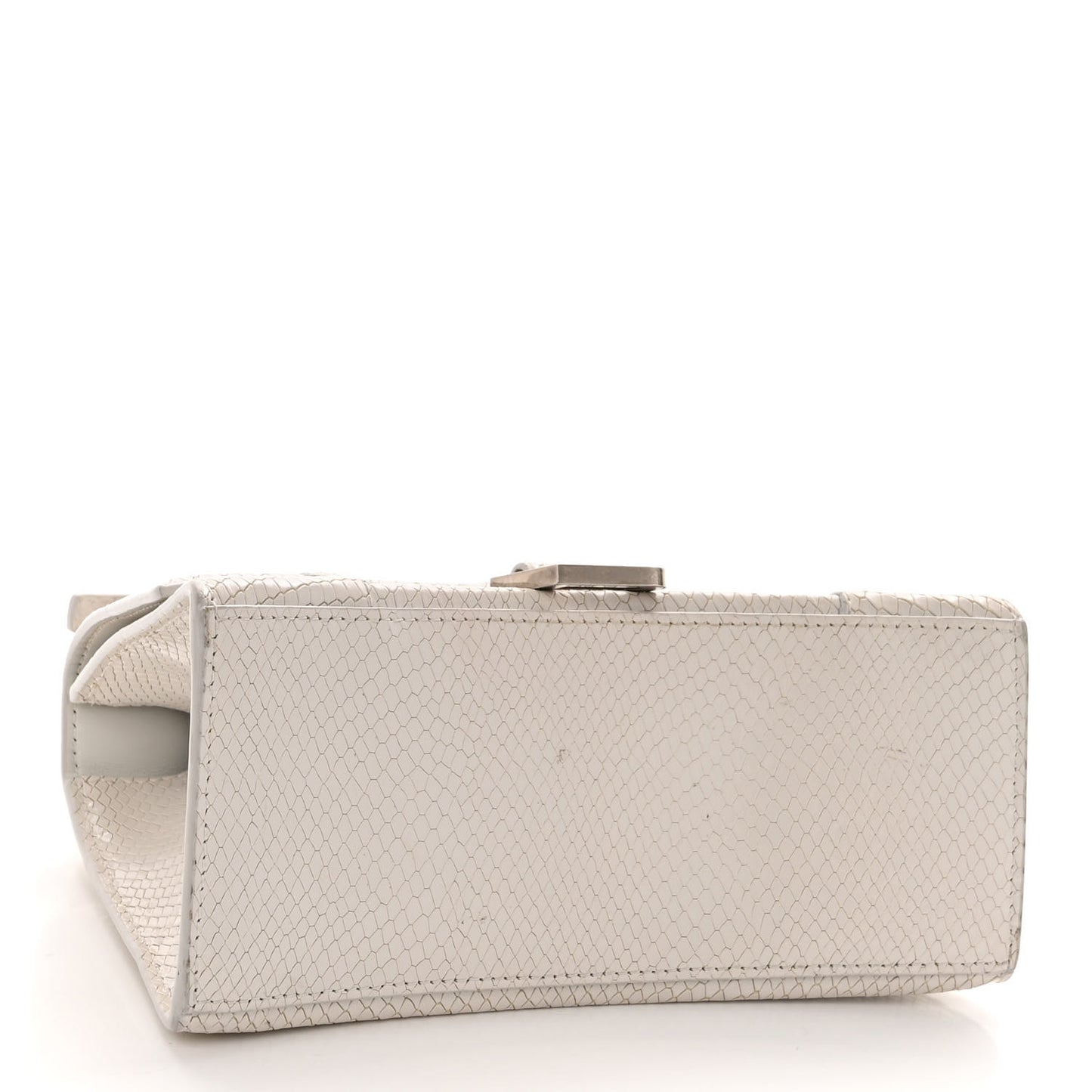 Calfskin Snake Embossed Small Hourglass Top Handle Bag White