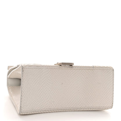 Balenciaga Calfskin Snake Embossed Small Hourglass Top Handle Bag White 4 of 9