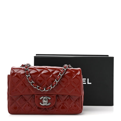 Chanel Patent Calfskin Quilted Mini Rectangular Flap Dark Red 12 of 12