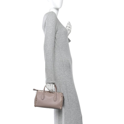 Valentino Garavani Pebbled Calfskin Rockstud Bowling Bag Poudre 2 of 9