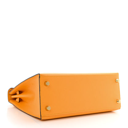 Hermes Epsom Horseshoe Kelly Sellier 25 Jaune D'or Feu 4 of 10