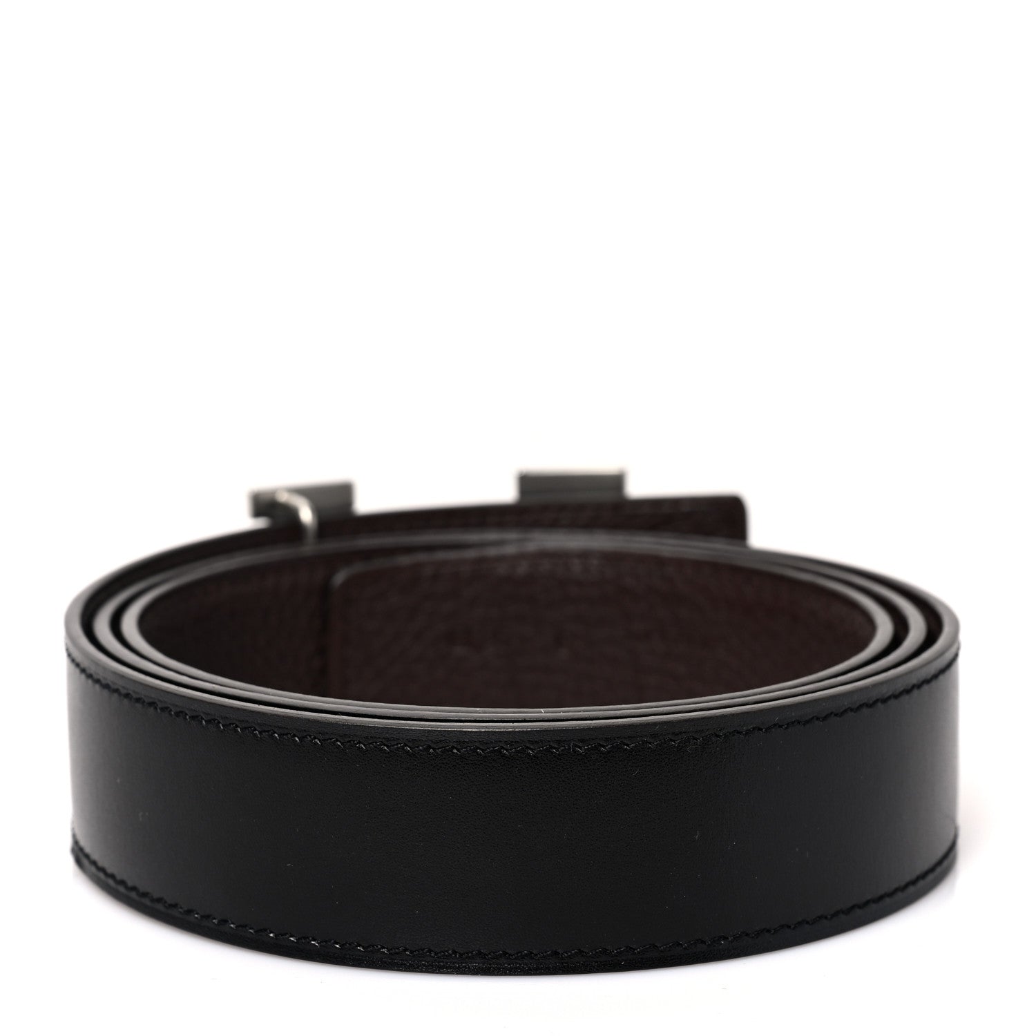 Hermes Box Togo Reversible 32mm H Belt 95 38 Black Chocolate 2 of 4