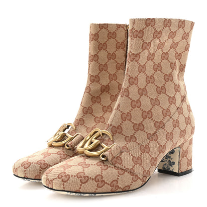 Gucci Monogram Malaga Kid GG Victoire 55mm Ankle Boots 39 Beige Ruggine Rust 4 of 9