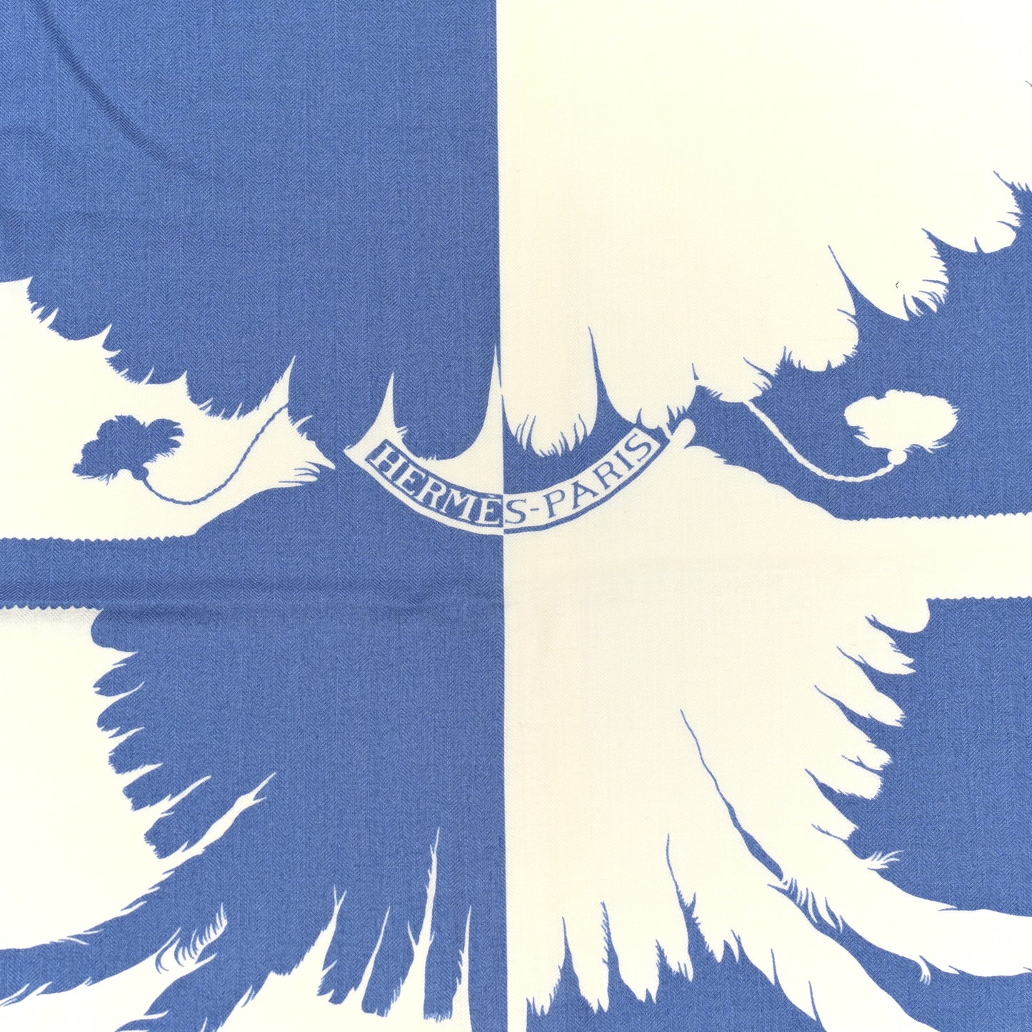 Cashmere Silk Brazil Tattoo Shawl 140 Bleu Lavande Blanc
