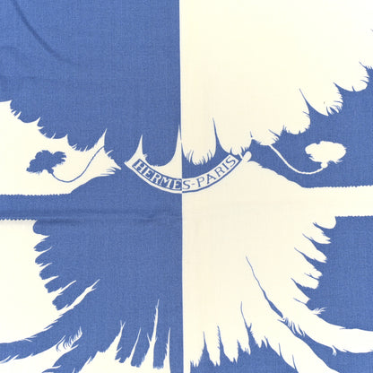 Hermes Cashmere Silk Brazil Tattoo Shawl 140 Bleu Lavande Blanc 2 of 5