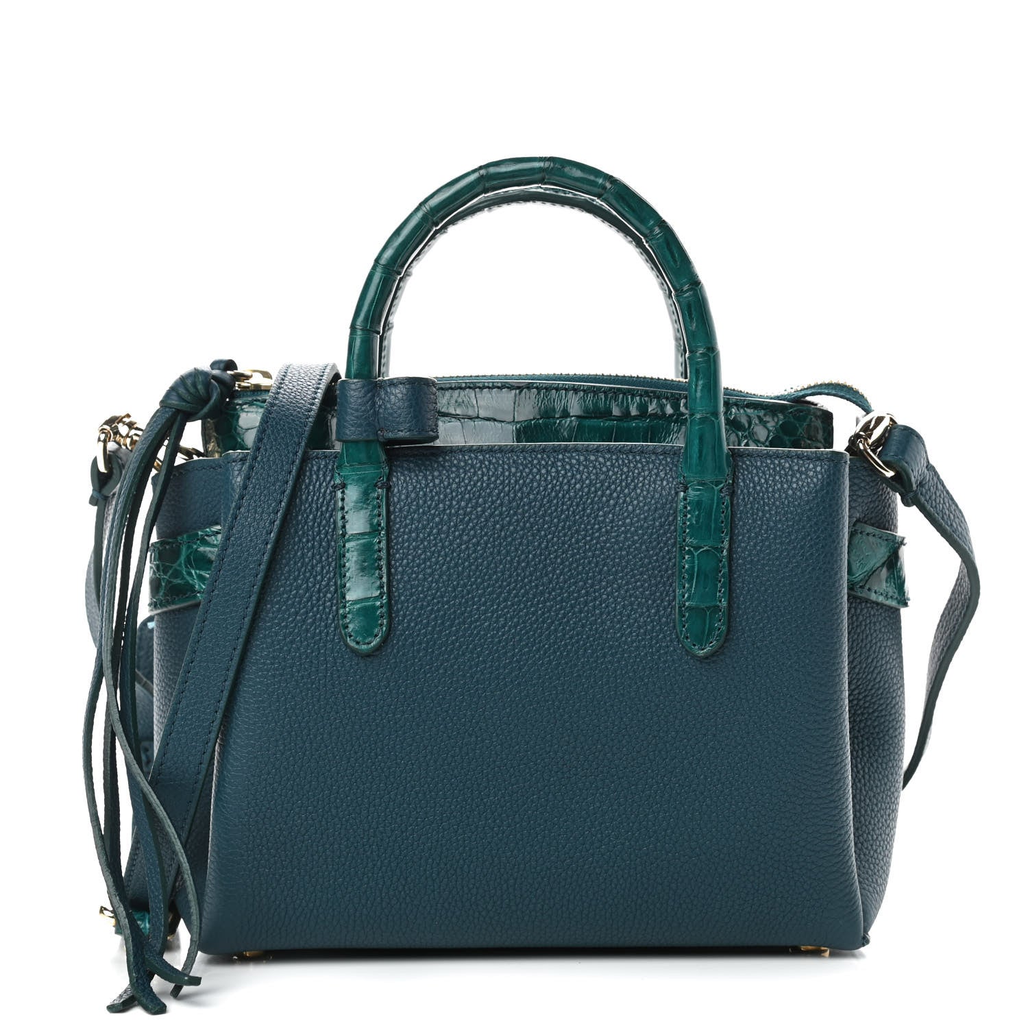Nancy Gonzalez Calfskin Crocodile Mini Cristie Satchel Blue Green 1 of 12