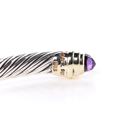 David Yurman Sterling Silver 14K Yellow Gold Amethyst 5mm Cable Classics Petite Color Bracelet 5 of 5