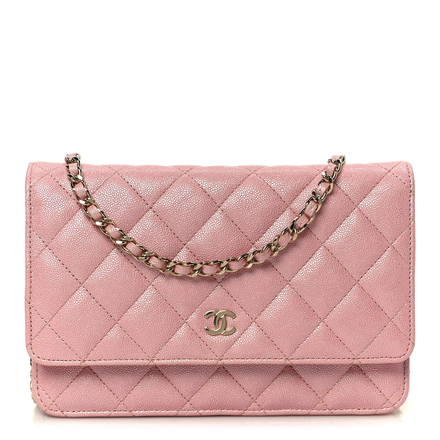 Chanel Iridescent Caviar Quilted Wallet on Chain WOC Rose Pink 1 of 12