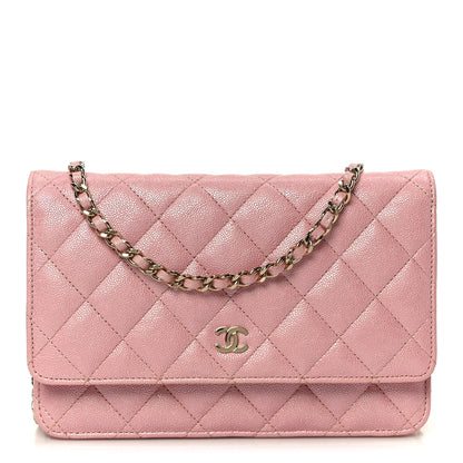 Chanel Iridescent Caviar Quilted Wallet on Chain WOC Rose Pink 1 of 12