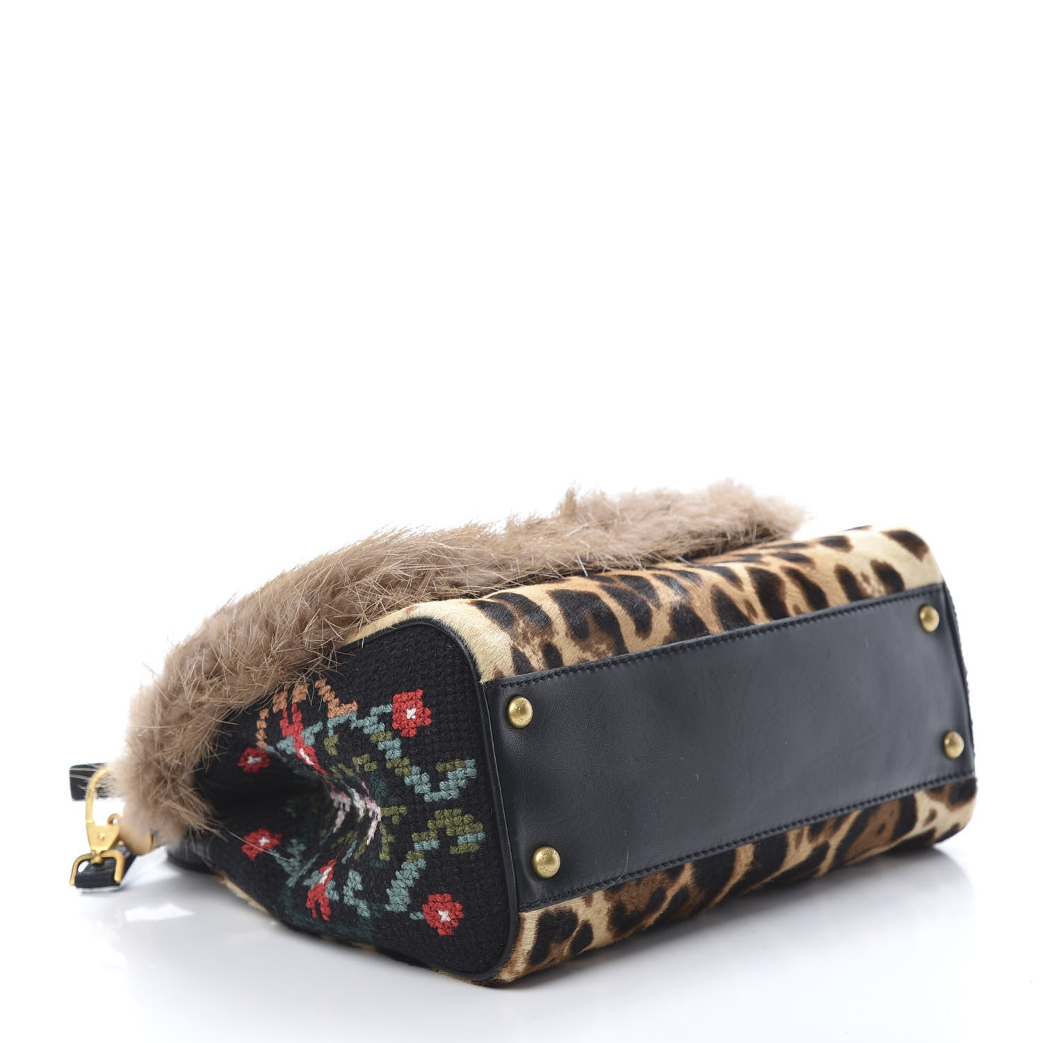 Dolce & Gabbana Calf Hair Leopard Crochet Medium Miss Sicily Satchel Beige Camel 4 of 9