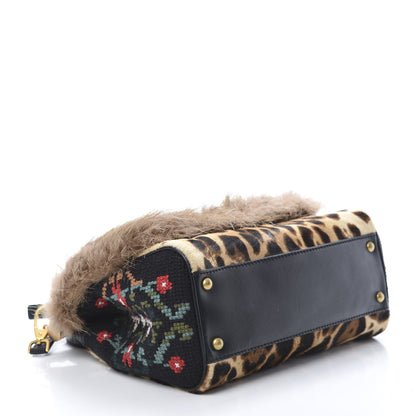 Dolce & Gabbana Calf Hair Leopard Crochet Medium Miss Sicily Satchel Beige Camel 4 of 9