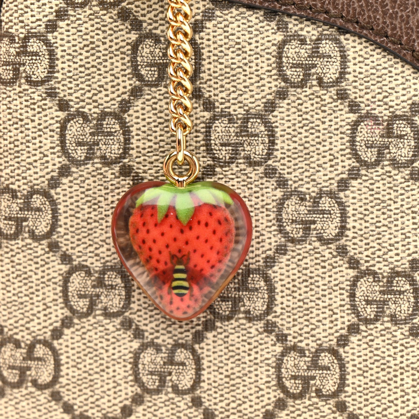 GG Supreme Monogram Textured Dollar Calfskin Web Small Ophidia GG Handbag Beige Ebony New Acero