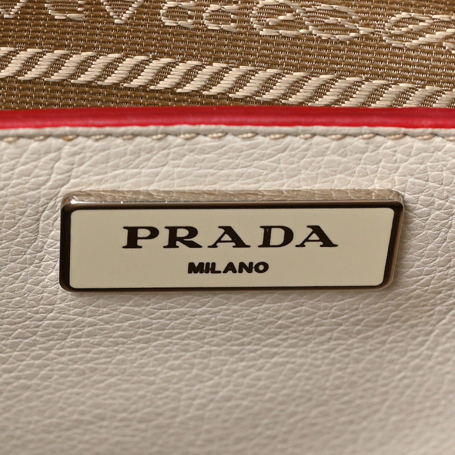 Prada Glace Calf Suede Mini Twin Pocket Tote Talco Rosso 6 of 8