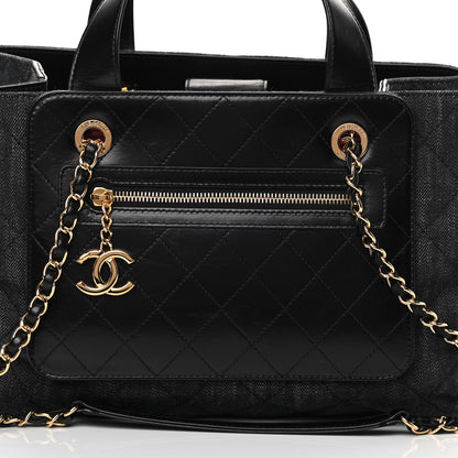 Chanel Denim Calfskin Quilted Tote Black 8 of 10