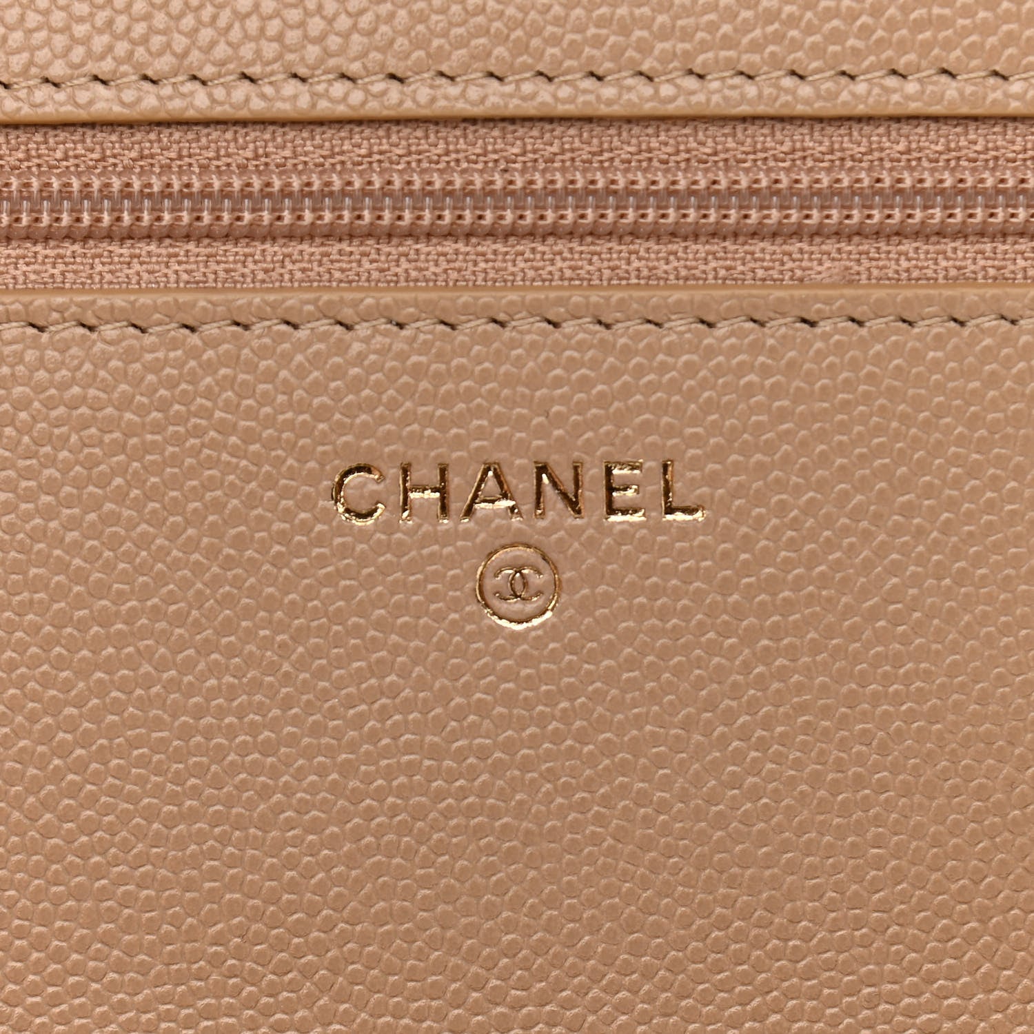 Chanel Caviar Quilted Crystal CC Wallet On Chain WOC Beige 6 of 12