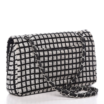 Chanel Ribbon Tweed Medium Double Flap Black White 3 of 11