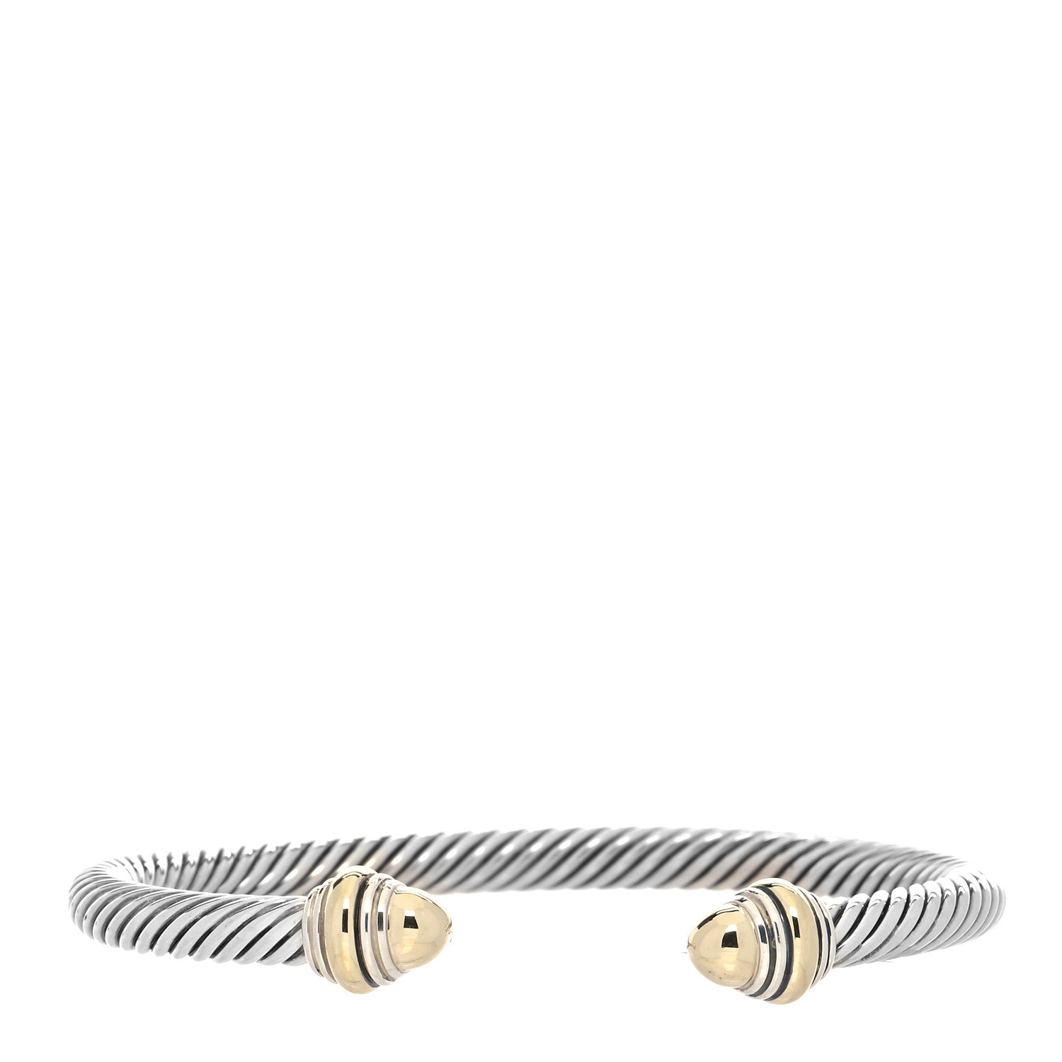 David Yurman Sterling Silver 14K Yellow Gold 5mm Cable Classics Dome Bracelet 1 of 4