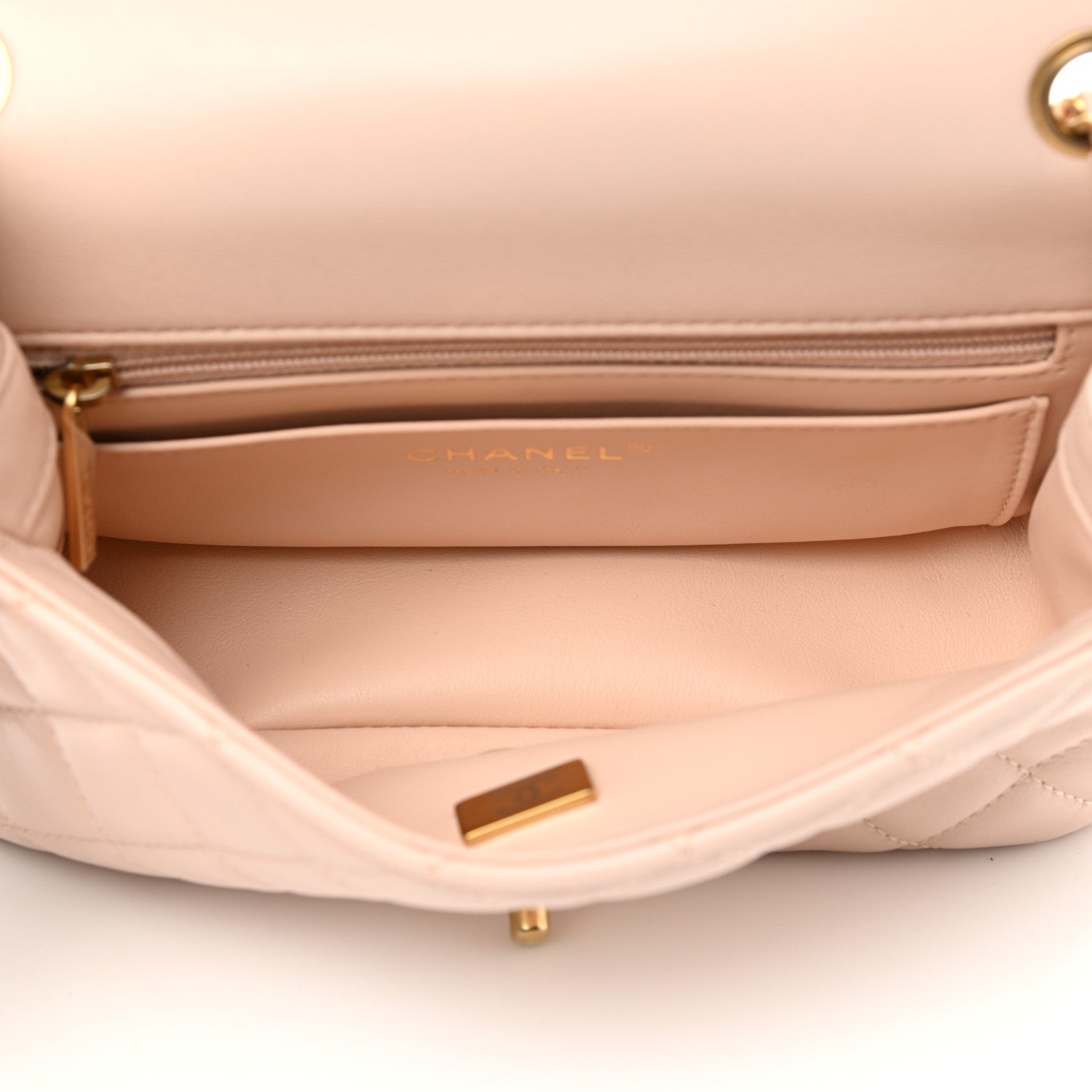 Chanel Lambskin Quilted Mini Pearl Crush Rectangular Flap Light Beige 4 of 9