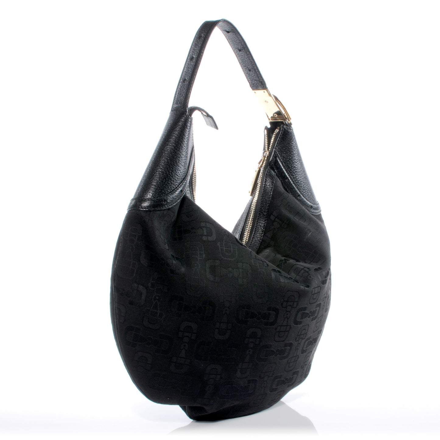 Canvas Horsebit Glam Hobo Black